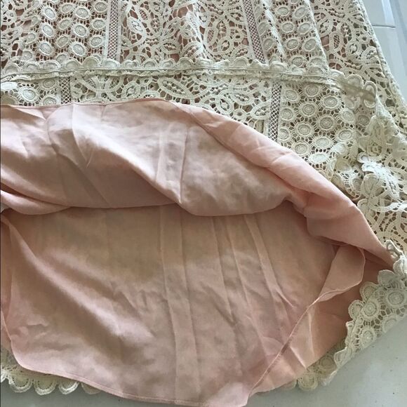 BCBGMaxAzria Crochet Bohemian Off-White With Orange Lining Style Maxi Dress Sz 6 - Picture 10 of 15